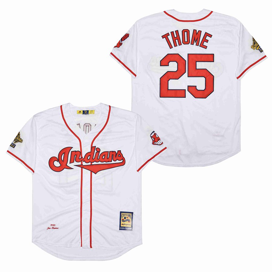 Men Cleveland Indians #25 Thome white 1995 MLB Jerseys
